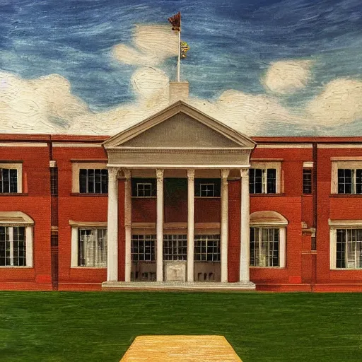 Prompt: “ painting of pinelands regional high school building, high renaissance style, hd, detailed, photorealistic, 4 k, award winning, michelangelo, leonardo da vinci ”