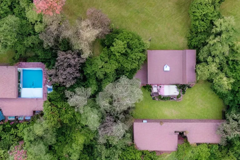 Image similar to looking down on a house from a drone