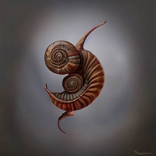 Image similar to snail with wings, oil painting, artstation, dramatic lighting, symmetry, beautiful