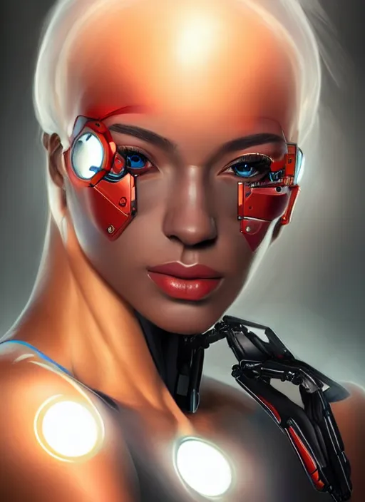 Prompt: portrait of a cyborg woman by Artgerm, (((((face turns left))))) ((((((face turns right)))))), eyes closed , biomechanical, hyper detailled, trending on artstation