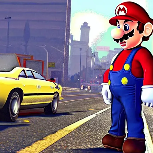 Prompt: mario in gta V