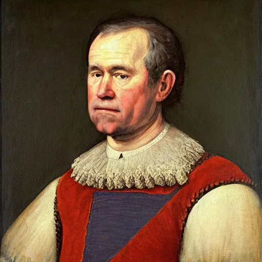 Prompt: a renaissance portrait painting of president george bush, in the style of rembrandt van rijn