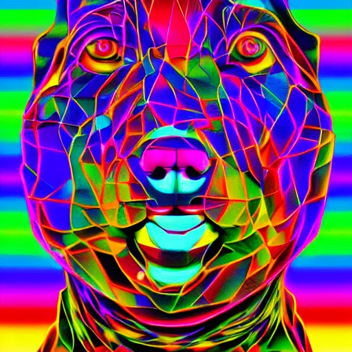 Image similar to Dogecoin psychedelic art generated by AI