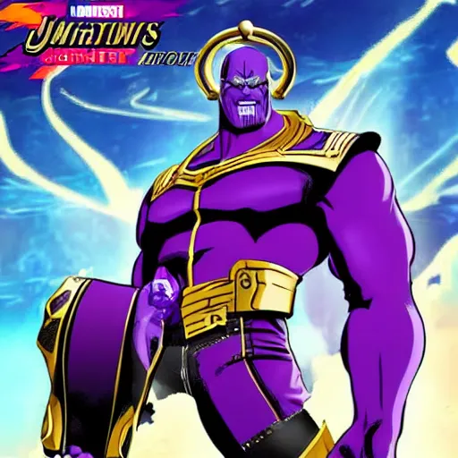 Prompt: thanos has putin face, jojo's bizarre adventure style, very anime style