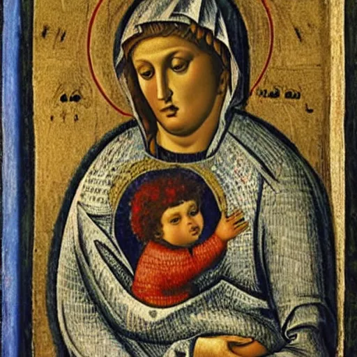 Image similar to benjamin netanyahu as crevole madonna by duccio