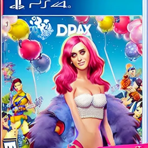 Image similar to video game box art of a ps 4 game called katy perry's dating sim, 4 k, highly detailed cover art.