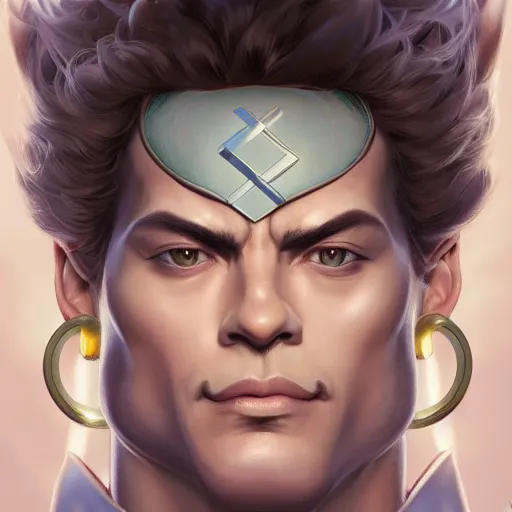 Image similar to symmetry!! portrait of jotaro kujo, global illumination!! intricate, elegant, highly detailed, digital painting, artstation, concept art, smooth, sharp focus, illustration, art by artgerm and greg rutkowski and alphonse mucha