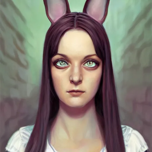 Prompt: beautiful hyperrealistic detailed matte portrait painting of louise belcher, by andreas rocha and john howe, and martin johnson