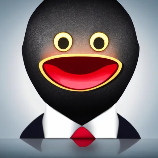 Image similar to businessman with an angry emoji for a head