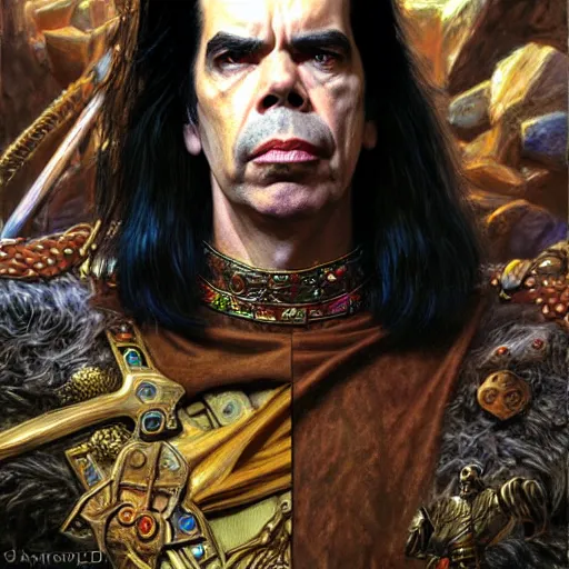 Prompt: nick cave as a fantasy D&D character, art by Donato Giancola and Bayard Wu, digital art, trending on artstation, 4k