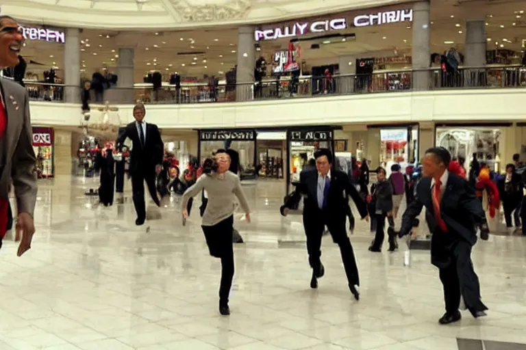 Image similar to CCTV Footage obama chasing people in the mall