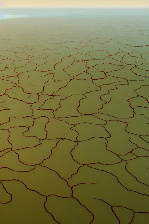 Prompt: cinematic stunning concept art dry river delta aerial view of dense swampland by denis villeneuve and hiroshi yoshida and rothko, full height fluid simulation in houdini, distant mountain range, hyperrealism, moorland, matte painting, prometheus, trending on artstation, 8 k very hight detail, rendered in octane