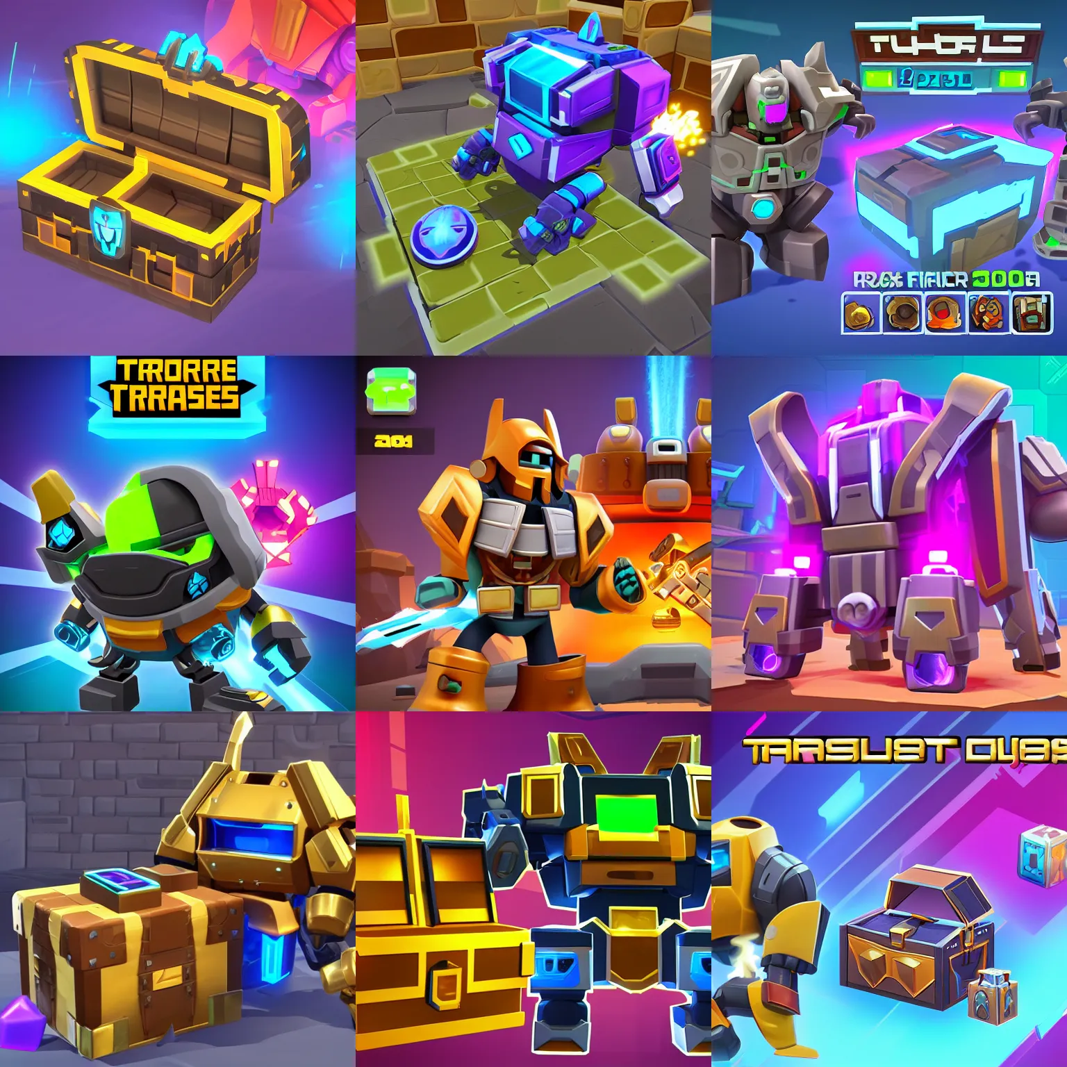 Prompt: futuristic transformer treasure chest, clash royal chest, brawl stars style, stylized, casual mobile game