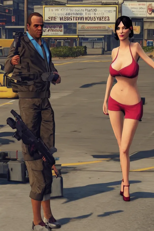 Image similar to A GTA 5 game loading screen featuring Monica Belluci