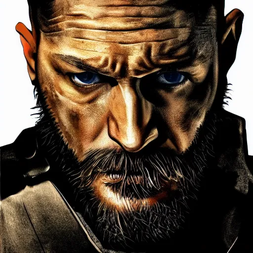 Image similar to Tom Hardy in wolverine suit Digital art 4K quality Photorealism