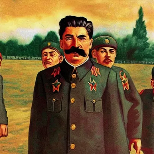 Image similar to josef stalin is eating children brutally, photo - realistic, color image, 2 k, highly detailed