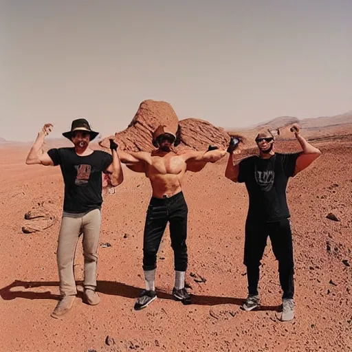 Prompt: Me flexin\' with fellas on Mars