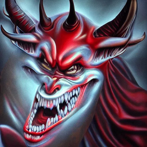 Image similar to please try you little devil, airbrush, 8 k, hyper detailed, photograph.