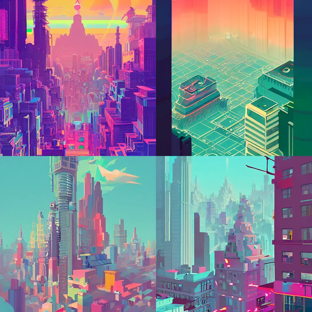 Prompt: 👁 🕳 🌈 city by james gilleard