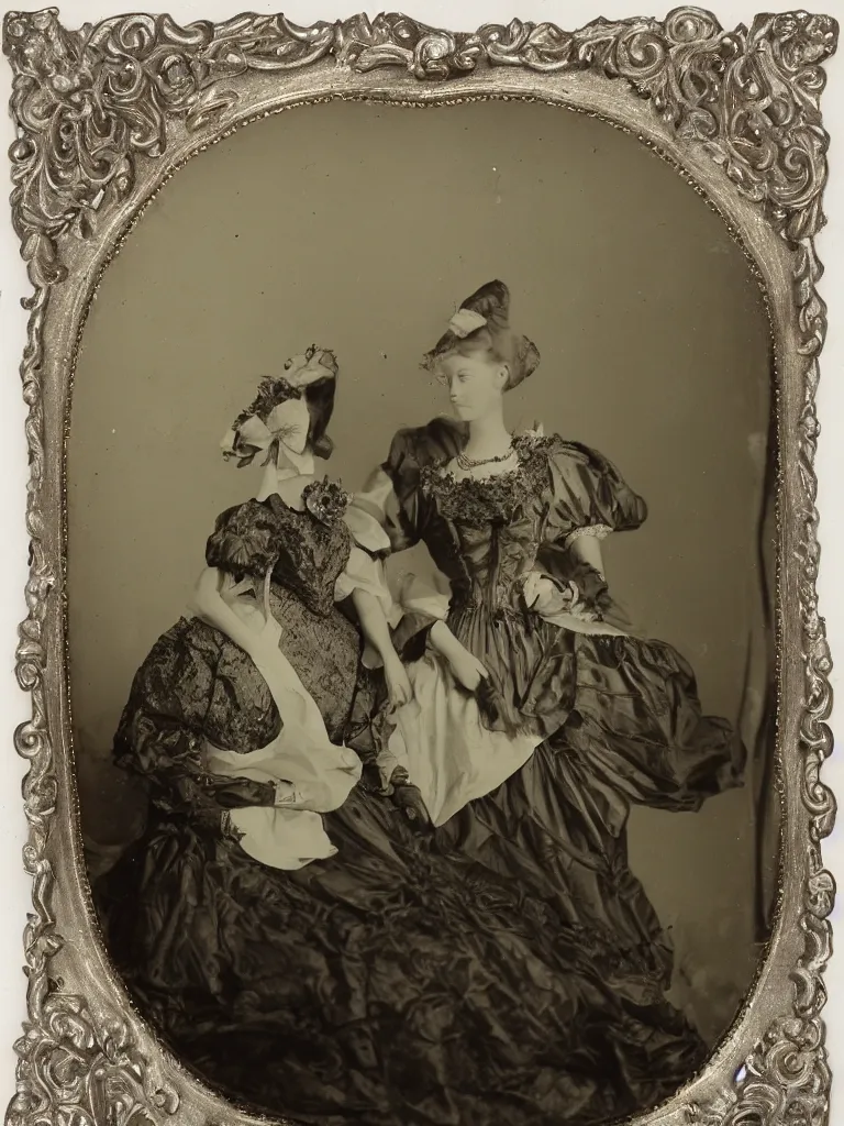 Image similar to portrait of a kangaroo dressed as a wealthy southern woman 1 8 5 0 s silver gelatin photo