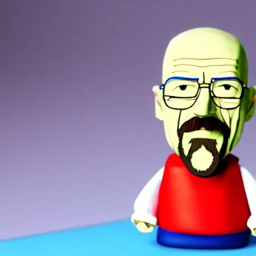 Image similar to a stopmotion animation toy of walter white