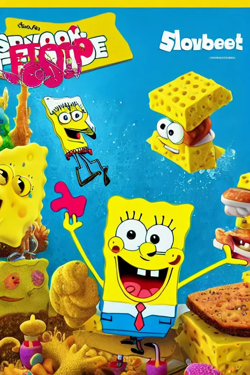 Image similar to spongebob on the cover of a food magazine, 8 k, hdr, detailed, 4 k, 1 6 k