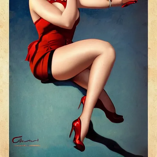 Image similar to a pinup by gil elvgren and charlie bowater.