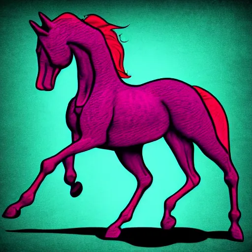 Image similar to digital horse, retrowave palette, highly detailed, anatomically correct equine, synth feel, digital art