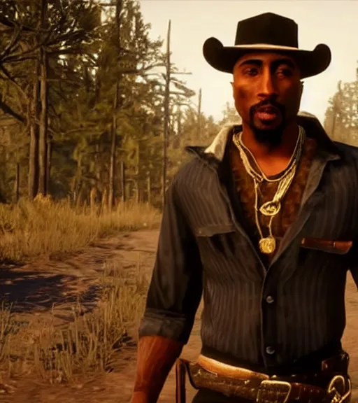 Prompt: Tupac in rdr2