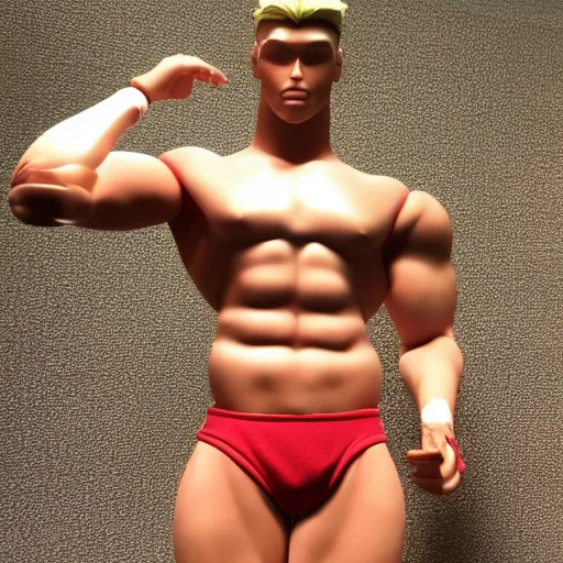 Image similar to muscular buff life sized ken doll also as a male android