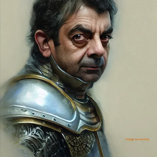 Image similar to rowan atkinson as a realistic fantasy d & d knight, closeup portrait art by donato giancola and greg rutkowski, realistic face, digital art, trending on artstation