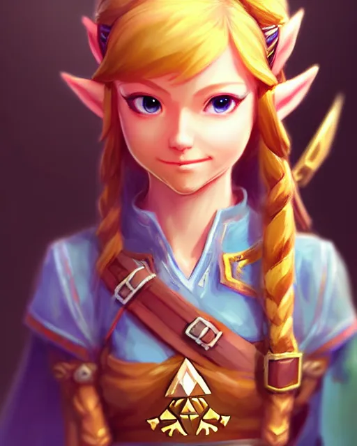 Image similar to character concept art of zelda | | cute - fine - face, pretty face, realistic shaded perfect face, fine details by stanley artgerm lau, wlop, rossdraws, james jean, andrei riabovitchev, marc simonetti, and sakimichan, tranding on artstation