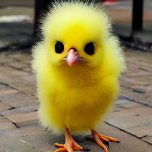 Image similar to cute baby chick dressed as a jail prisioner