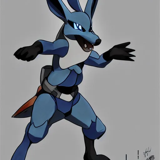 lucario (pokemon) drawn by fujiwara_echi