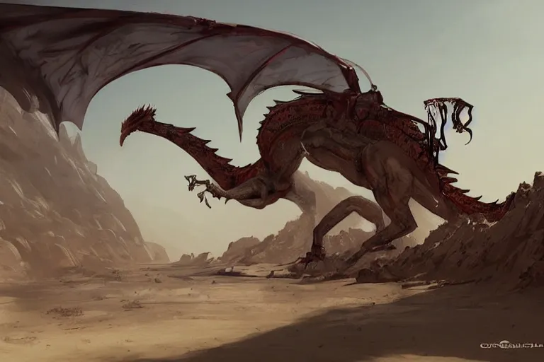 Prompt: desert dragon, concept art, greg rutkowski