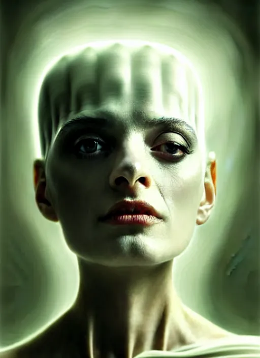 Image similar to smooth healthy skin, glowing complexion, high key lighting, portrait of a beautiful gentle futuristic bride of frankenstein, kintsugi, modern fine art, fractal, intricate, elegant, highly detailed, digital photography, subsurface scattering, by jheronimus bosch and greg rutkowski