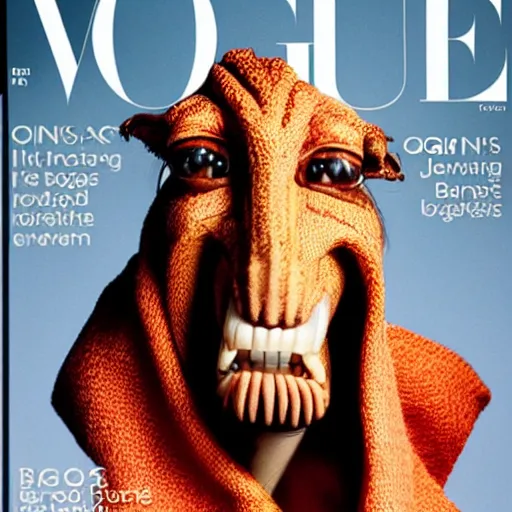 Prompt: jar jar binks on the cover of vogue