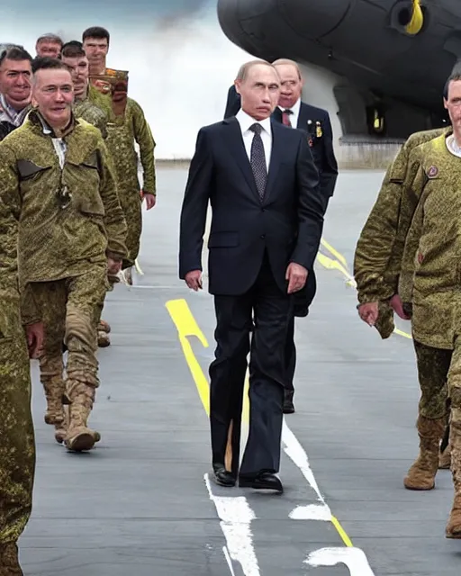 Image similar to vladimir putin wearing a military exoskeleton, iron man, ukraine