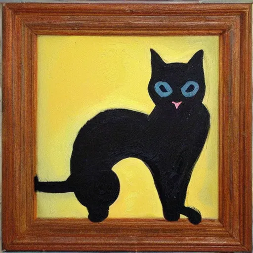 Image similar to abstract expressionism oil painting of a black cat