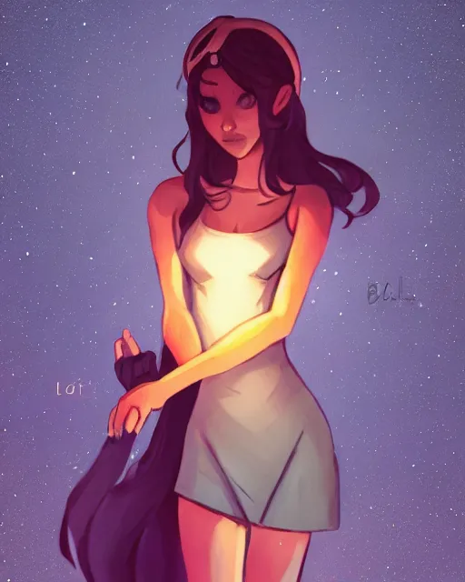 Image similar to a beautiful lucina standing under the stars with an arm raised, in professional makeup, dramatic lighting, by lois van baarle, artstation