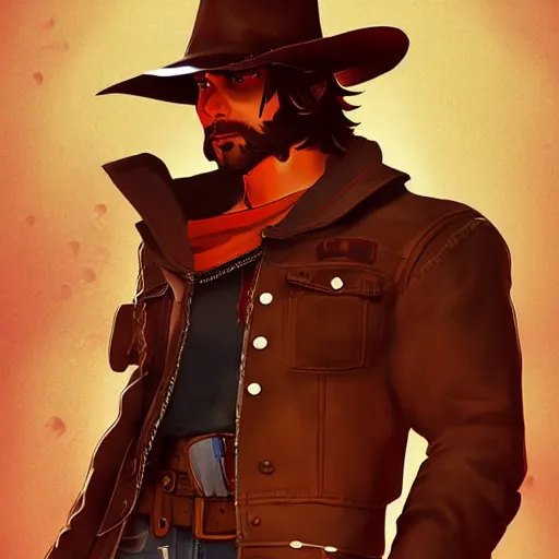 Image similar to Jesse McCree, digital art, game art,