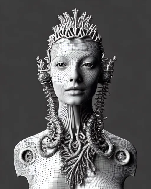 bw 3 d render of a beautiful young female queen - | Stable Diffusion