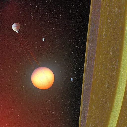 Prompt: lead hot air balloon in mercury\'s atmosphere with mercury aliens on it, high detail.