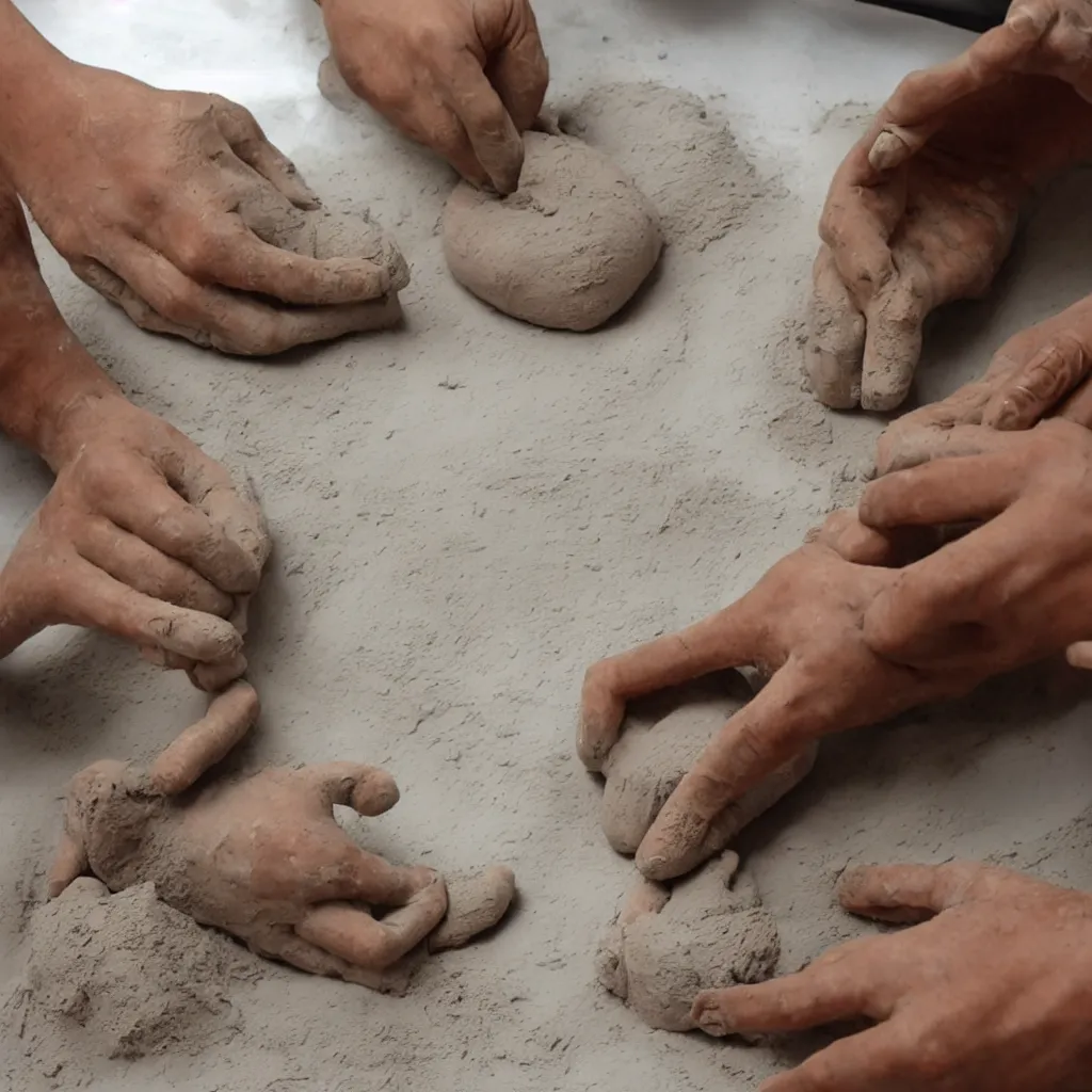 Image similar to hands molding clay