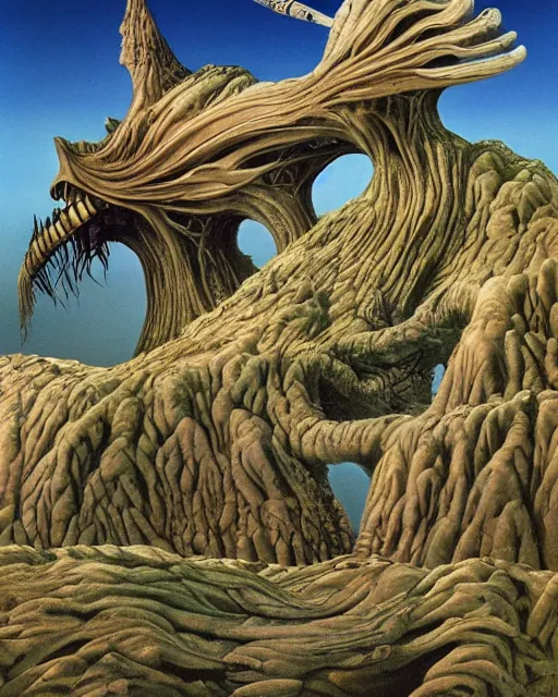 Image similar to breathtakingly beautiful ultrawide angle colour masterpiece dream by roger dean and hr giger, incredible sense of depth and perspective and clarity, weird abstract, 8 k