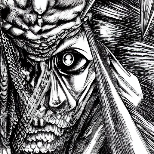 Image similar to the hills have eyes by kentaro miura, hyper-detailed