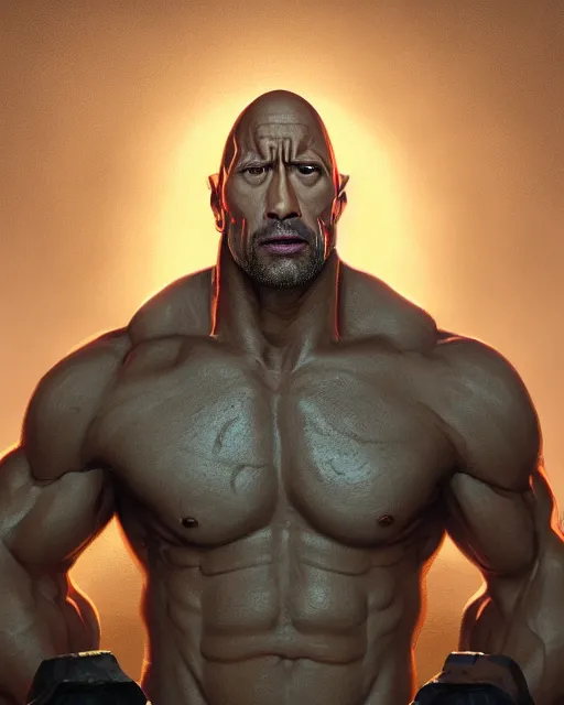 Prompt: dwayne johnson as rick from rick and morty, gothic scene, dramatic light, lee ji - eun, illustration, atmosphere, focused, artstation, highly detailed, art by yuhong ding and chengwei pan and serafleur and ina wong