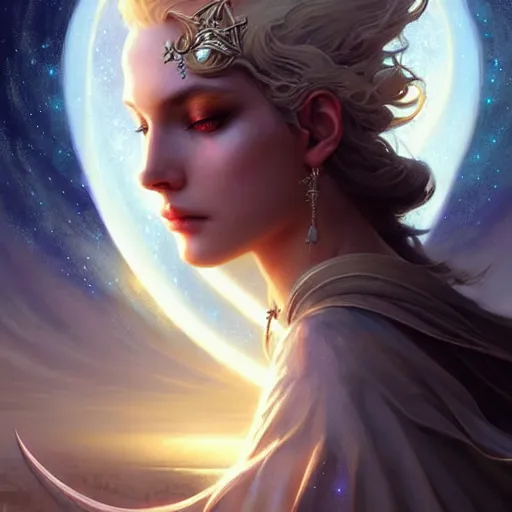 Image similar to star goddess, fine art, awesome fantasy book cover on pinterest, award winning, dark fantasy landscape, fantasy magic, intricate, elegant, sharp focus, cinematic lighting, highly detailed, digital painting, concept art, art by wlop and artgerm and greg rutkowski, masterpiece, trending on artstation, 8 k