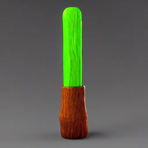 Image similar to wooden staff with green slime on it, octane render