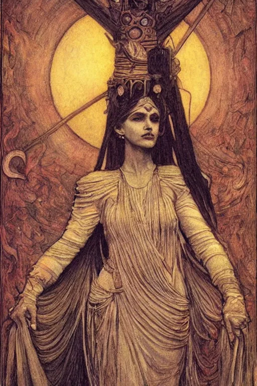 Image similar to queen of the moonlit dead with her lantern and regalia, by Annie Swynnerton and Nicholas Roerich and jean delville, dramatic cinematic lighting , ornate headdress , flowing robes, lost civilizations, extremely detailed